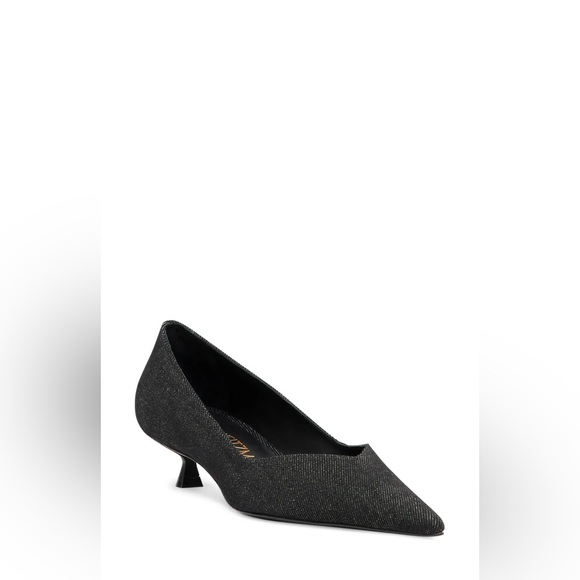 STUART WEITZMAN Eva Black Shimmering Kitten Heel Pumps NWT - Picture 1 of 10